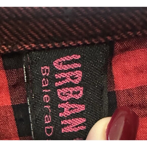 Urban Groove Women’s XL Buffalo Plaid Flannel Shirt Red Black Snap Front Pockets - Picture 4 of 9